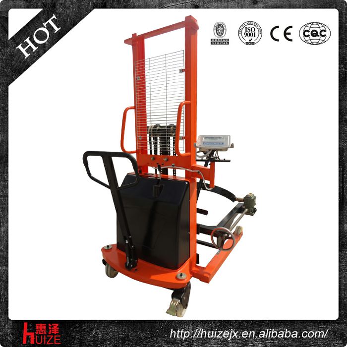 半電動稱重油桶車（夾鐵桶，手搖翻轉(zhuǎn)倒料）
